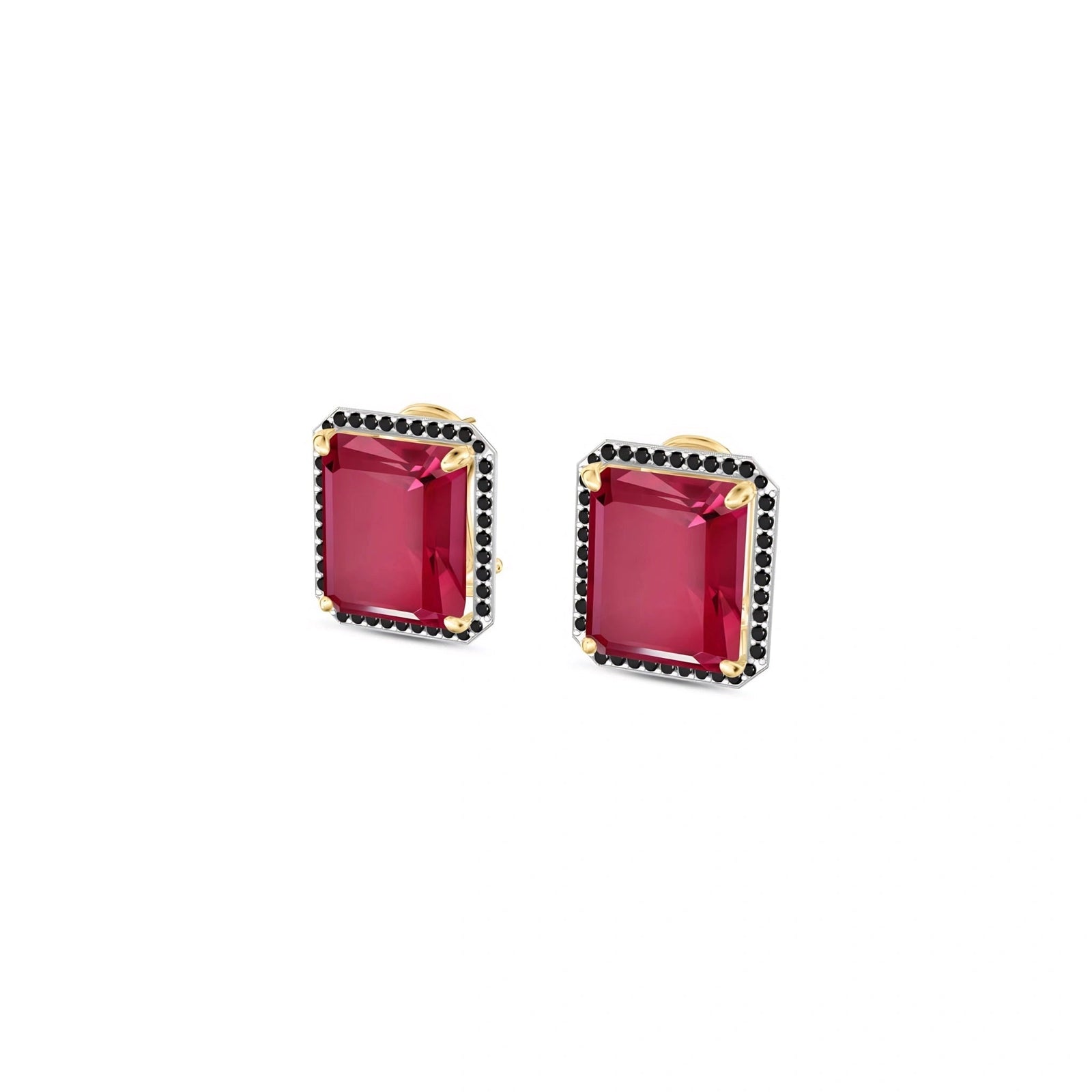 Yellow Gold Earrings Ruby 10K — Faustina