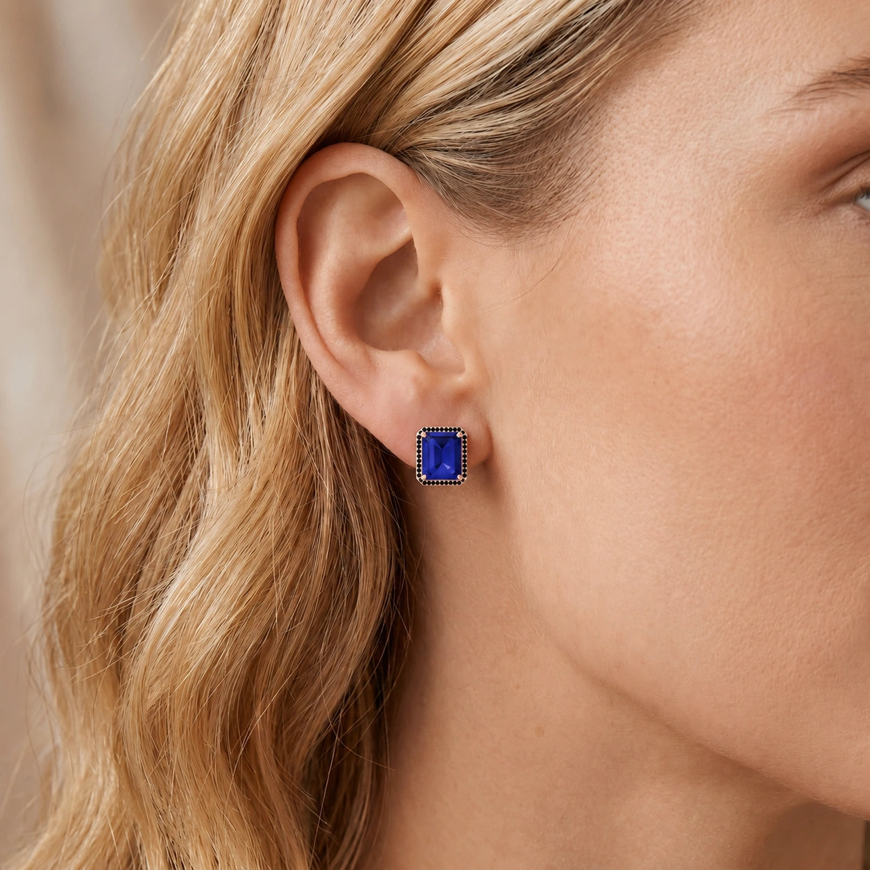 Rose Gold Earrings Sapphire 10K — Faustina