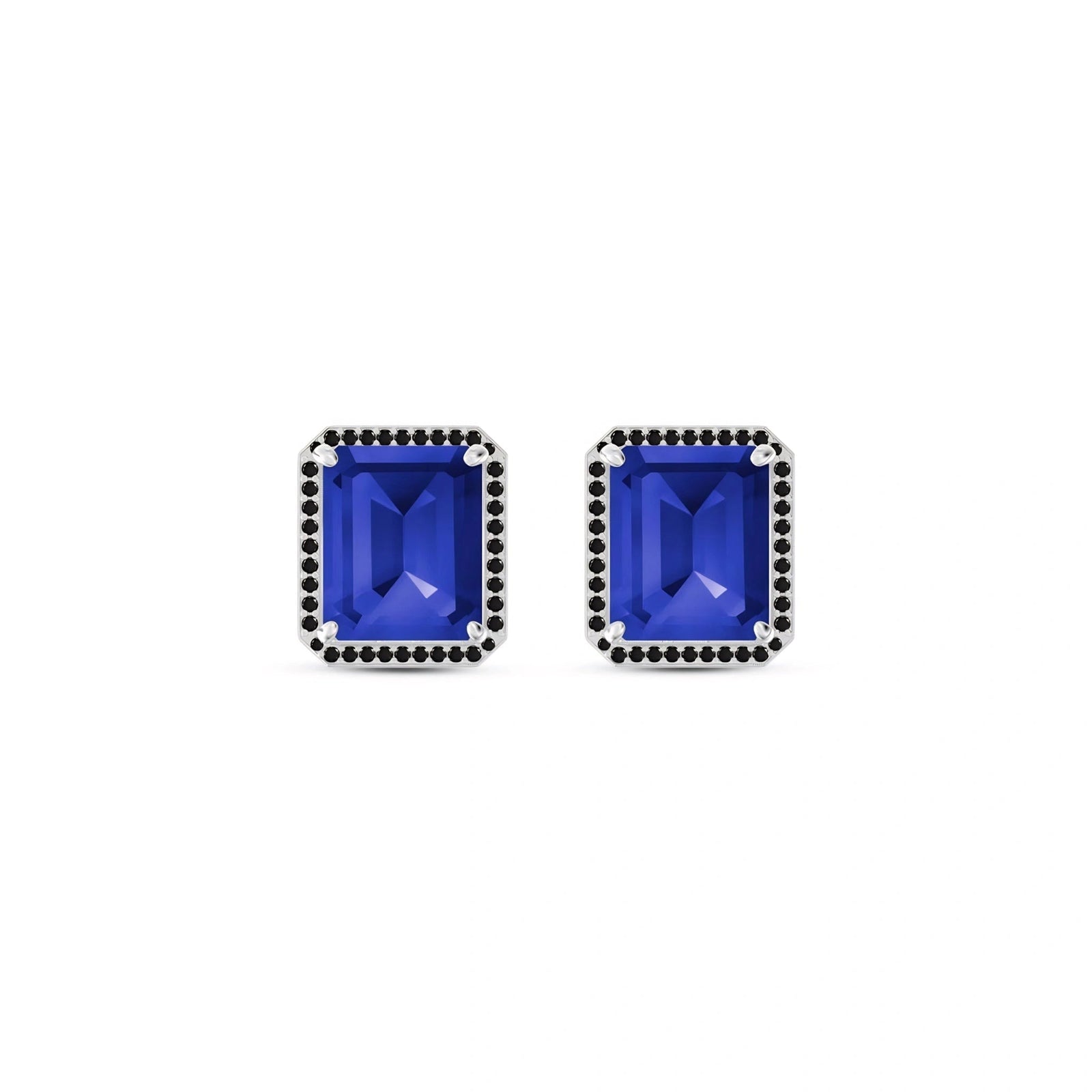White Gold Earrings Sapphire 10K — Faustina