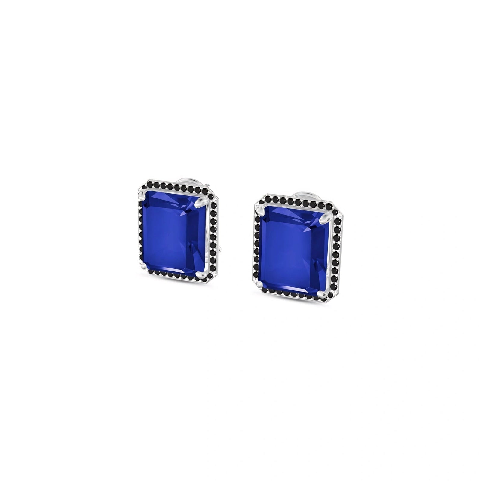 White Gold Earrings Sapphire 10K — Faustina