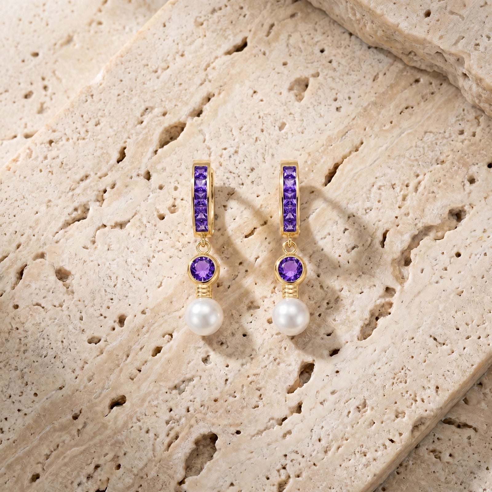 Yellow Gold Amethyst & Pearl — Mariaantonella