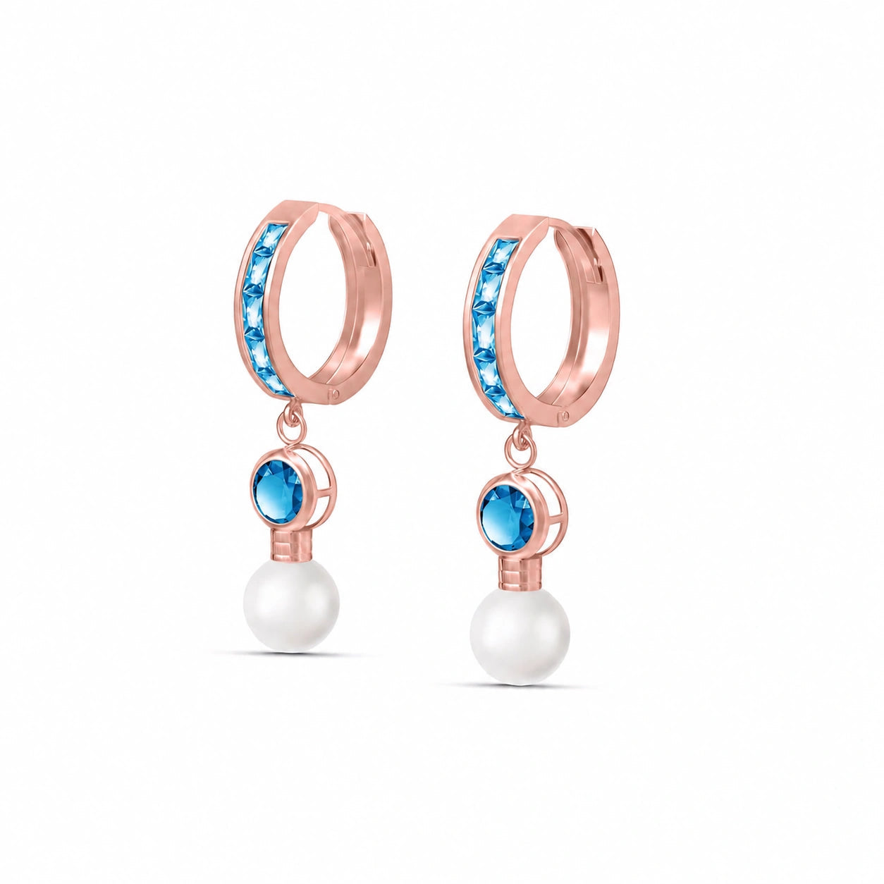Rose Gold Blue Topaz & Pearl — Mariaantonella