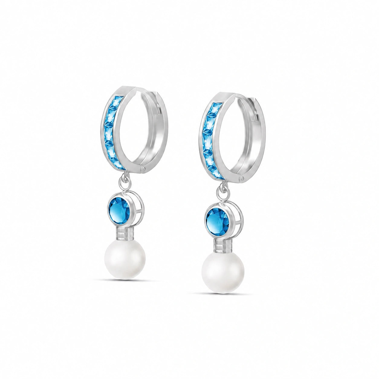 White Gold Blue Topaz & Pearl — Mariaantonella