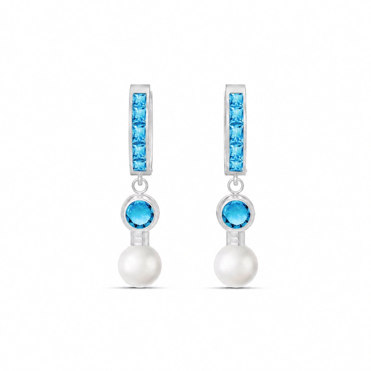 White Gold Blue Topaz & Pearl — Mariaantonella