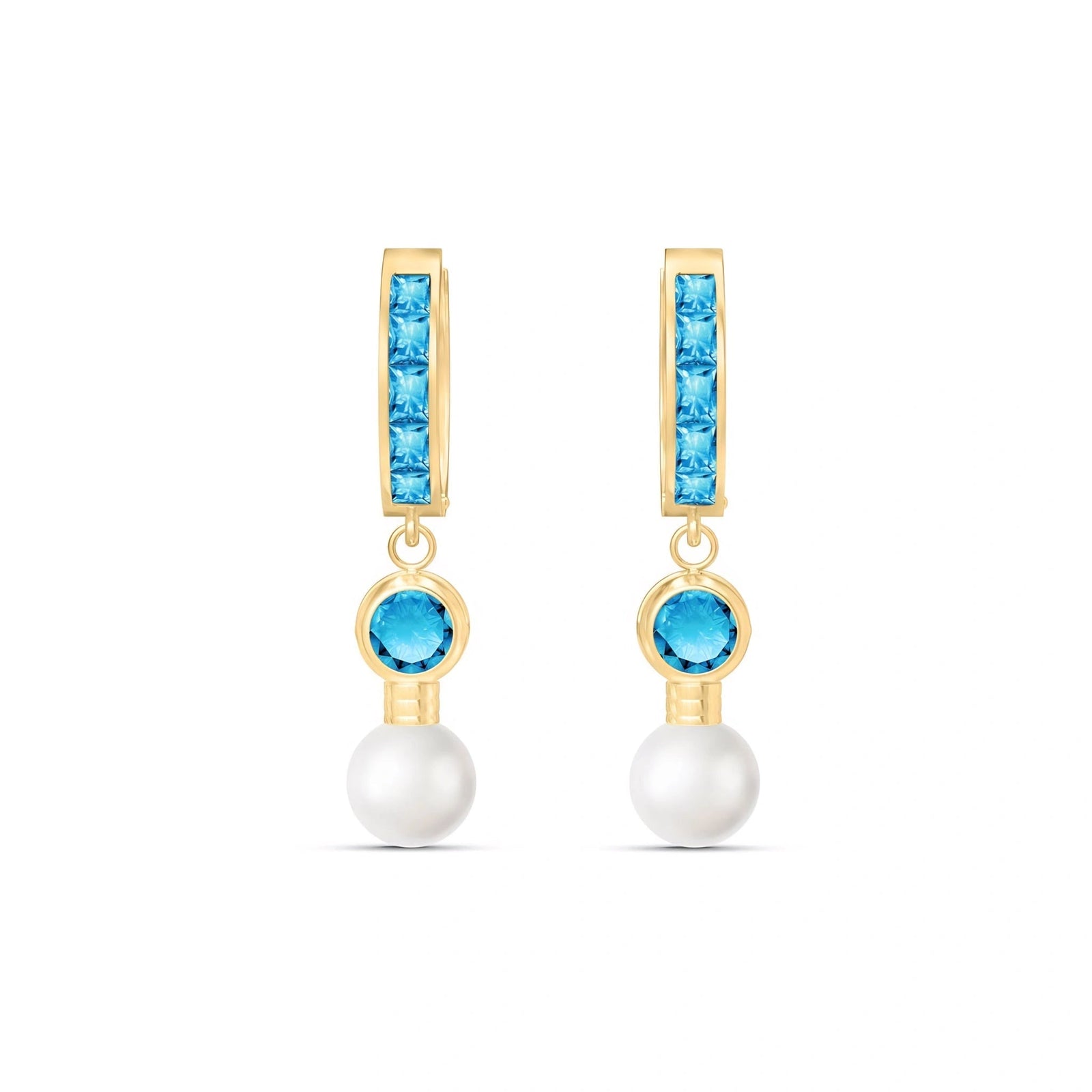 Yellow Gold Blue Topaz & Pearl — Mariaantonella