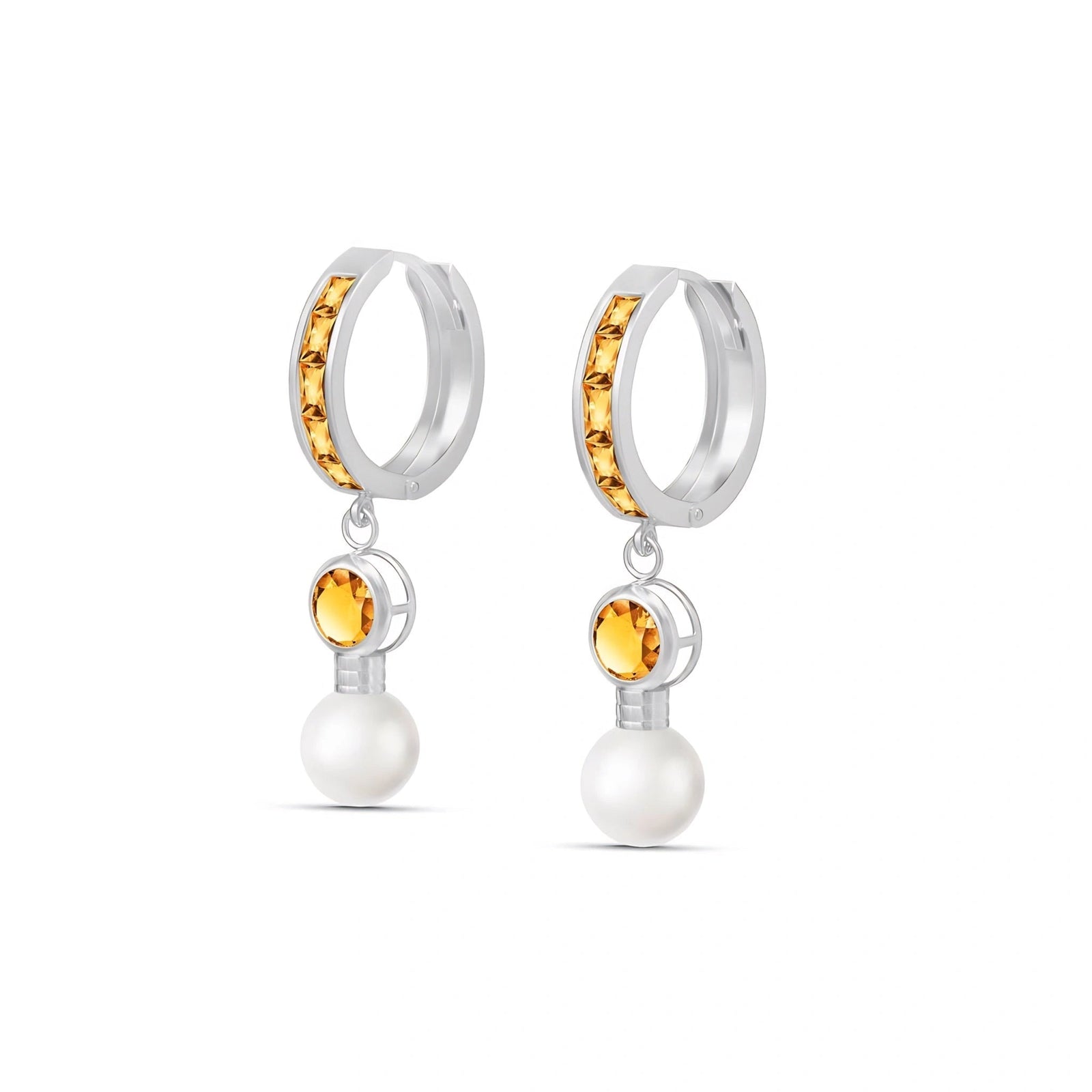 White Gold Citrine & Pearl — Mariaantonella
