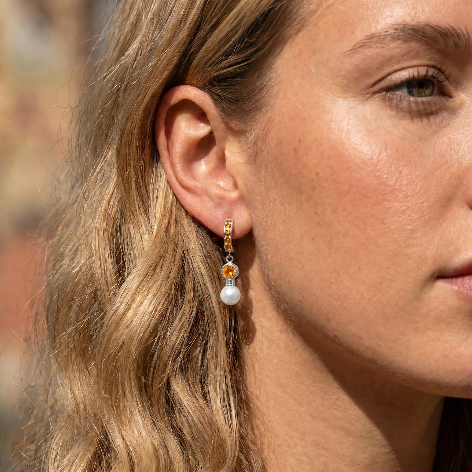 White Gold Citrine & Pearl — Mariaantonella
