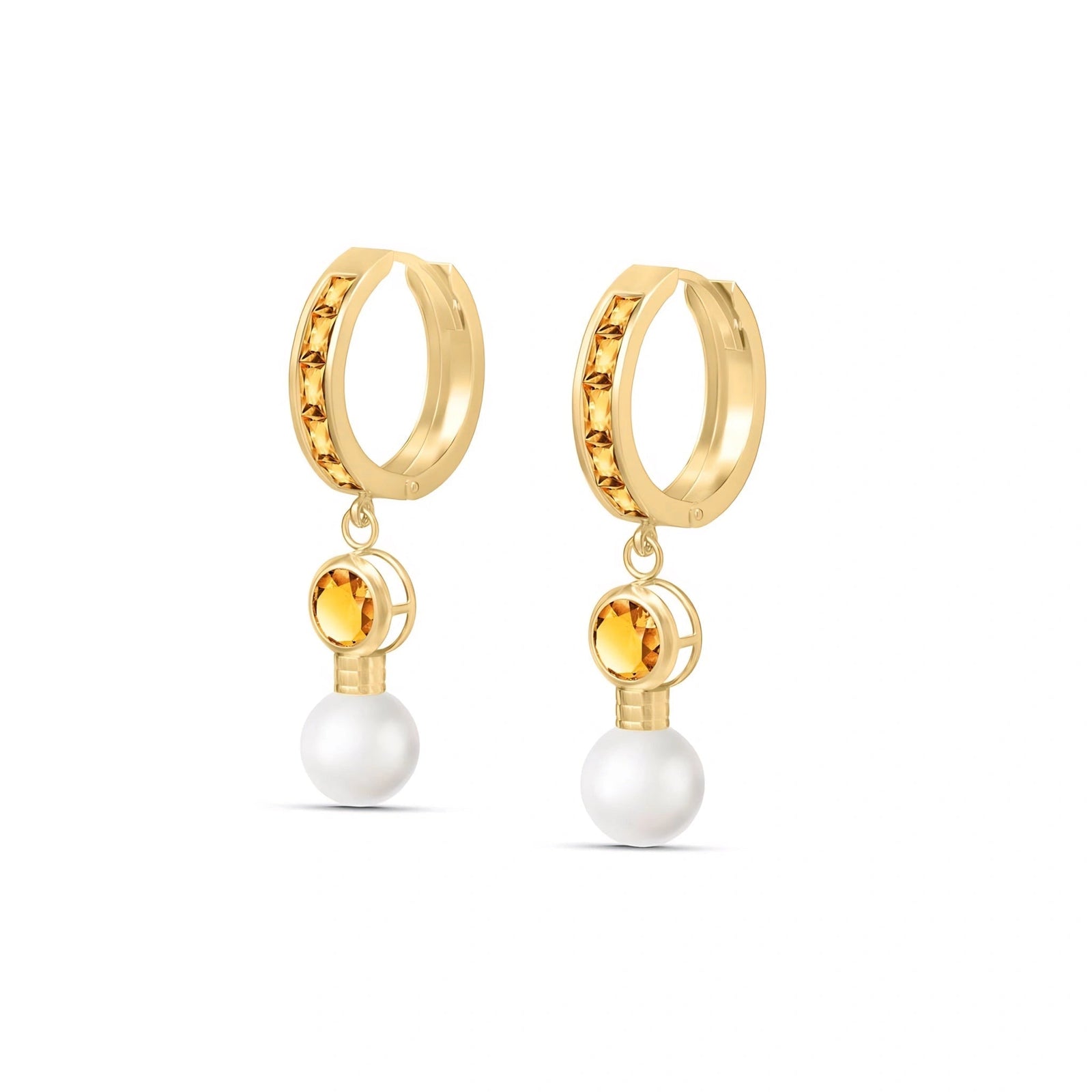 Yellow Gold Citrine & Pearl — Mariaantonella