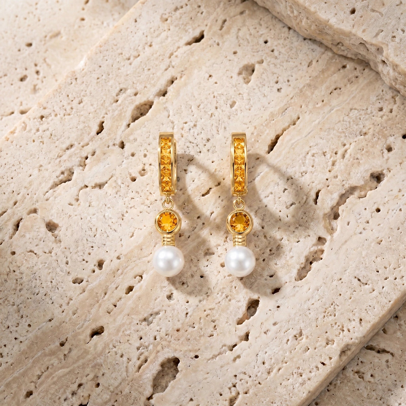 Yellow Gold Citrine & Pearl — Mariaantonella
