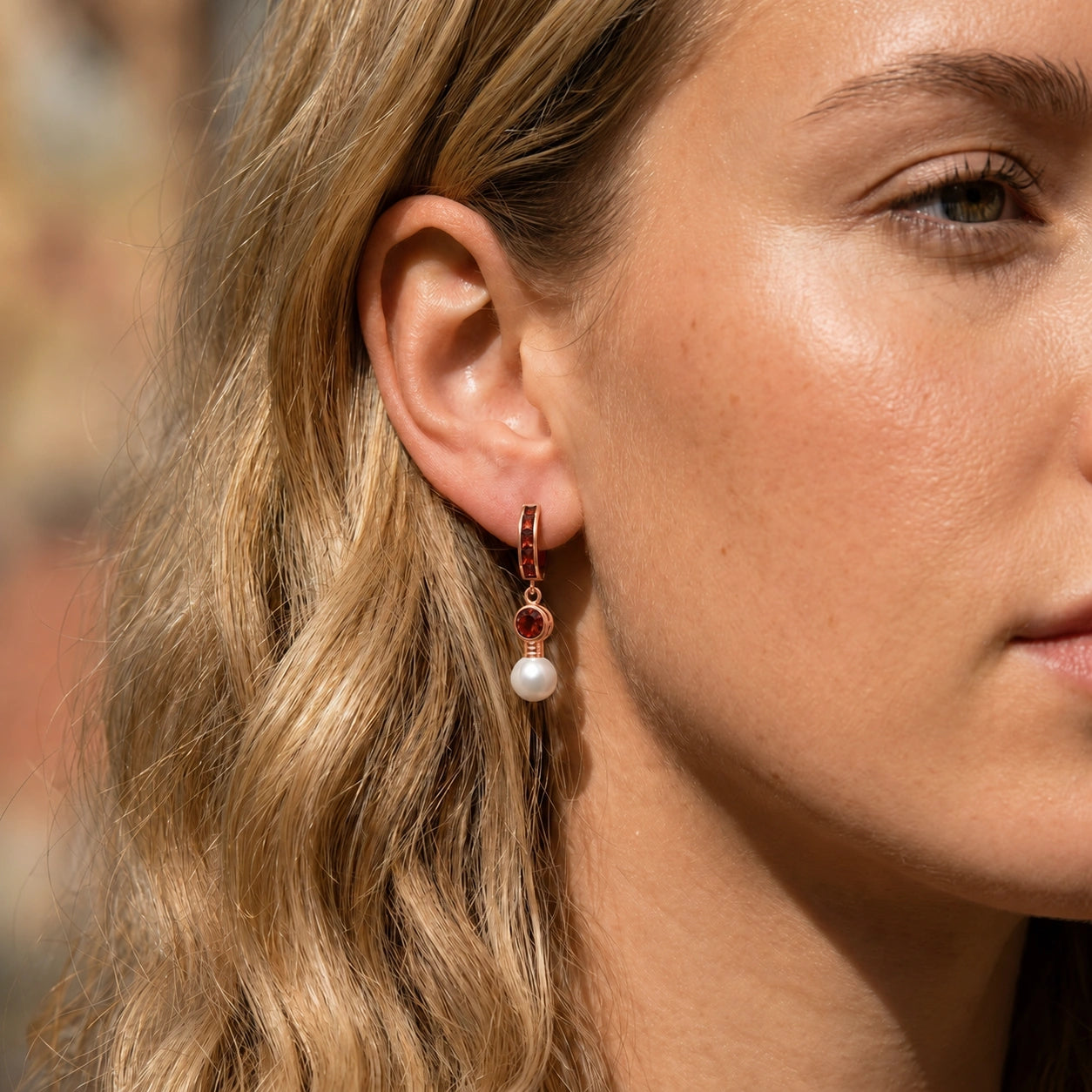 Rose Gold Garnet & Pearl — Mariaantonella