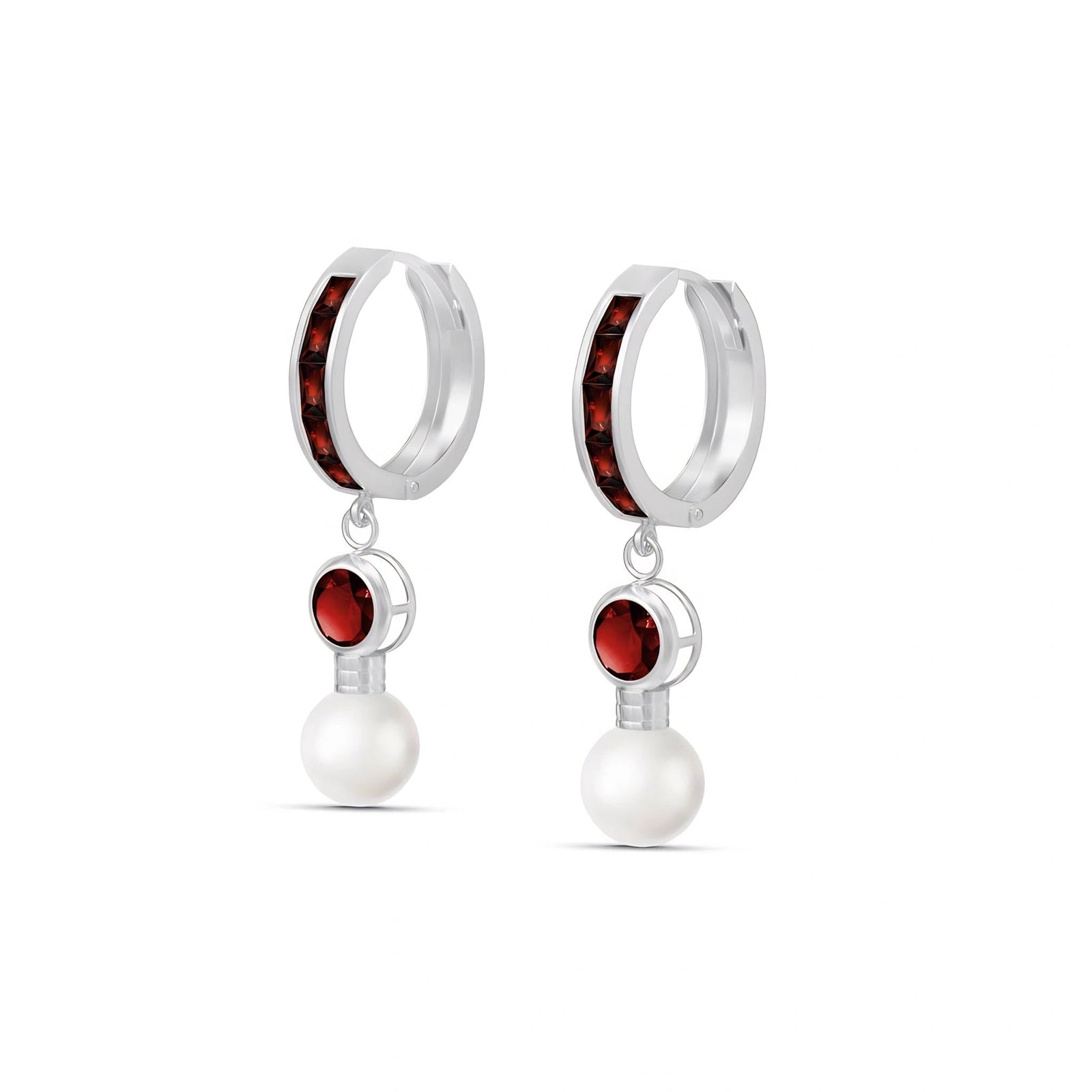White Gold Garnet & Pearl — Mariaantonella