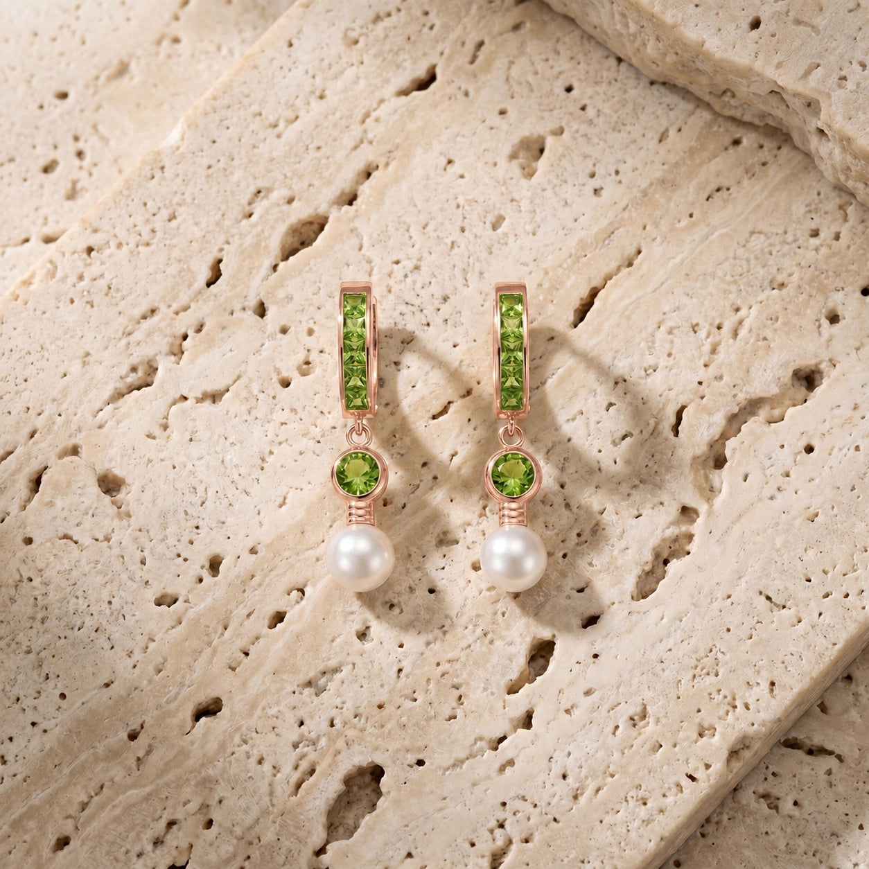 Rose Gold Peridot & Pearl — Mariaantonella