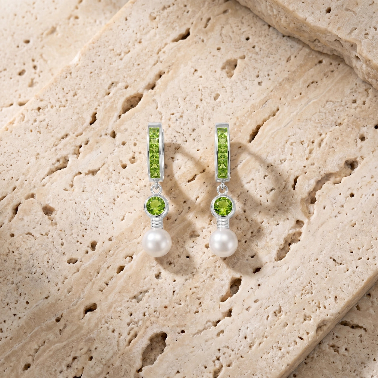 White Gold Peridot & Pearl — Mariaantonella