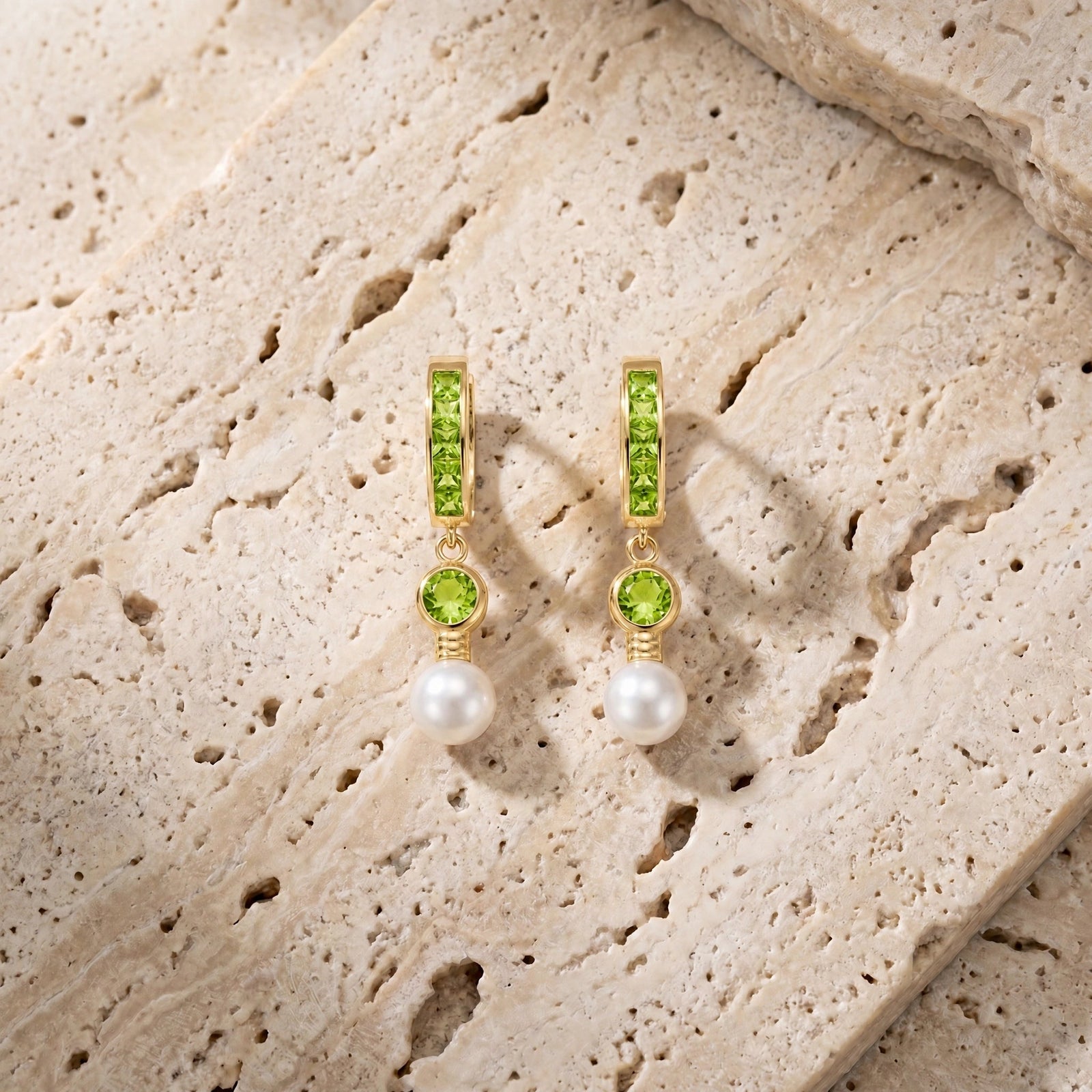 Yellow Gold Peridot & Pearl — Mariaantonella