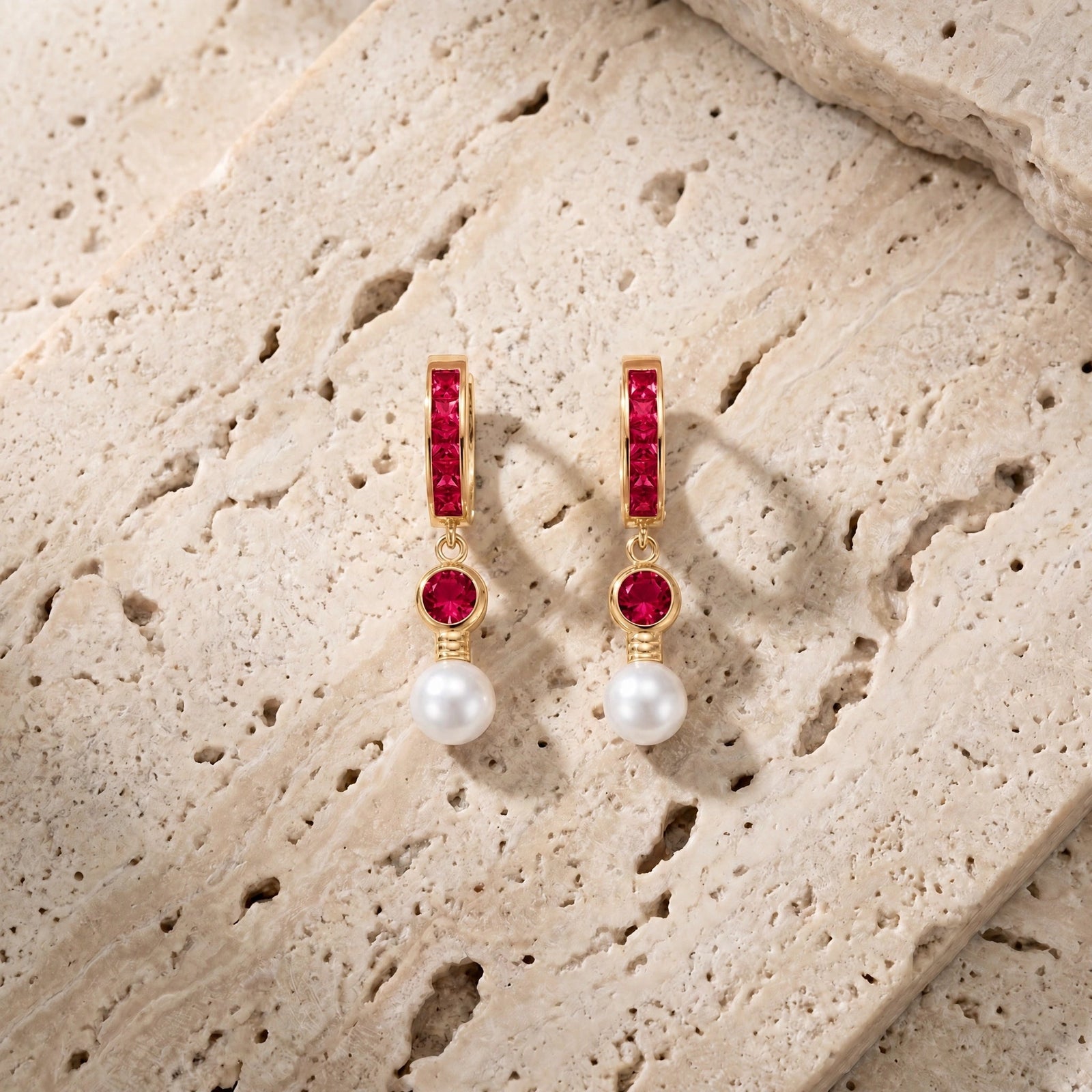 Yellow Gold Ruby & Pearl — Mariaantonella