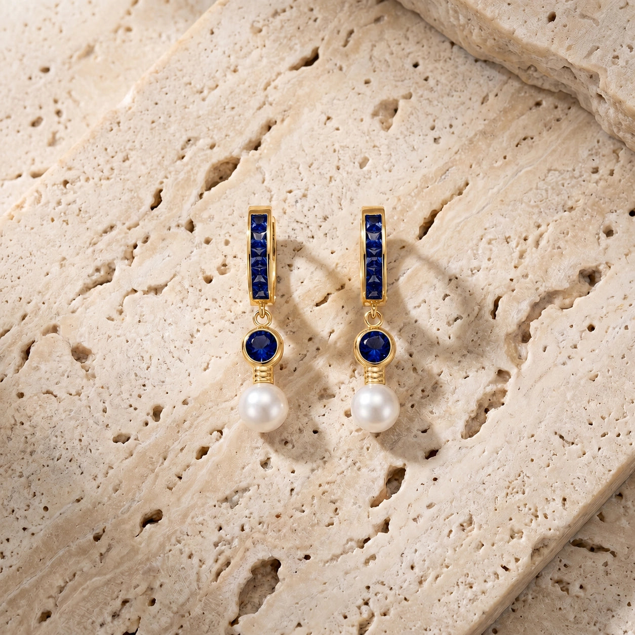 Yellow Gold Sapphire & Pearl — Mariaantonella