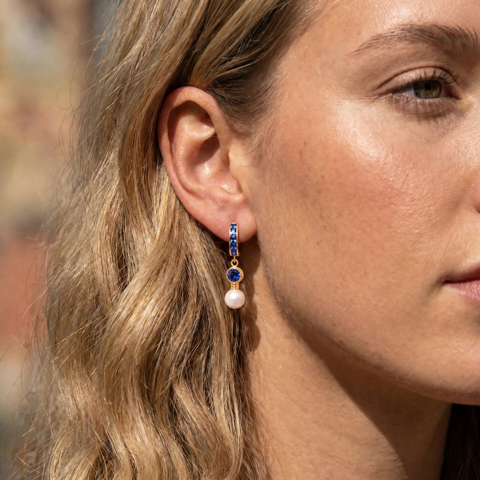 Yellow Gold Sapphire & Pearl — Mariaantonella