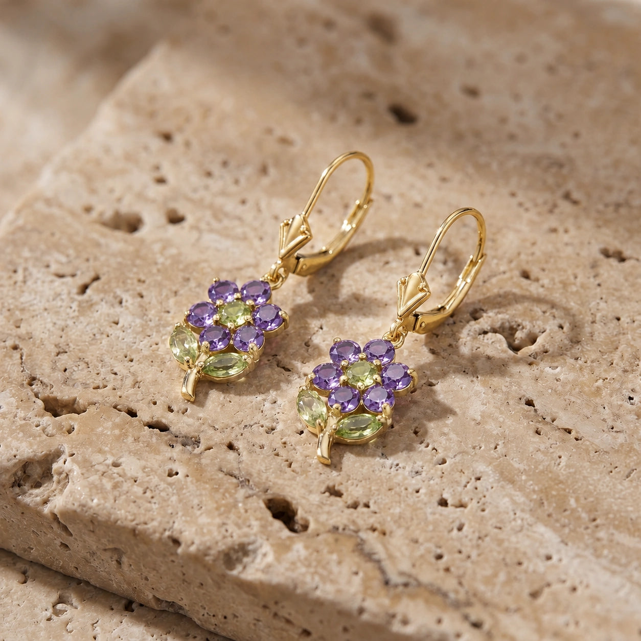 Yellow Gold Peridot & Amethyst — Mariaantonietta