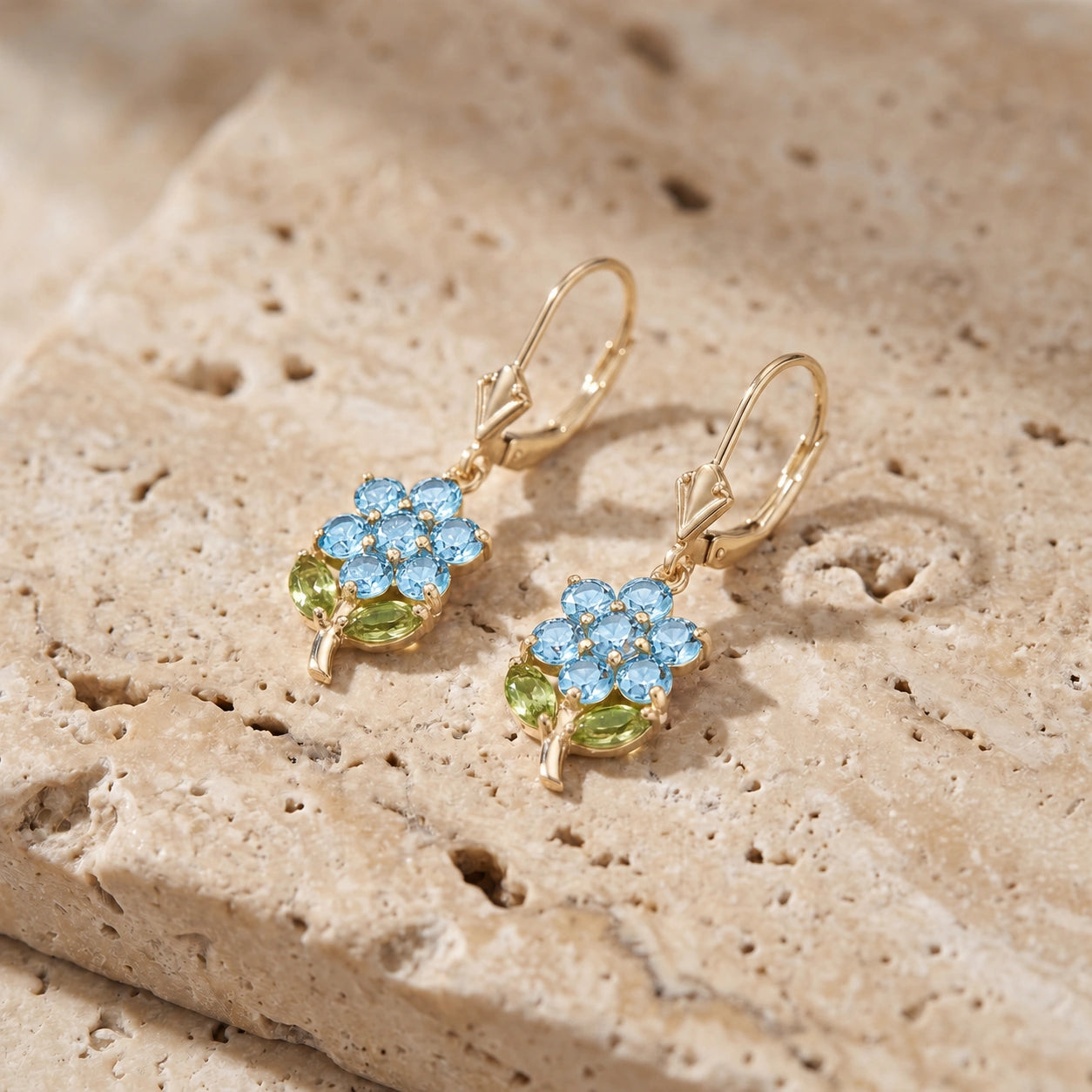 Yellow Gold Peridot & Aquamarine — Mariaantonietta