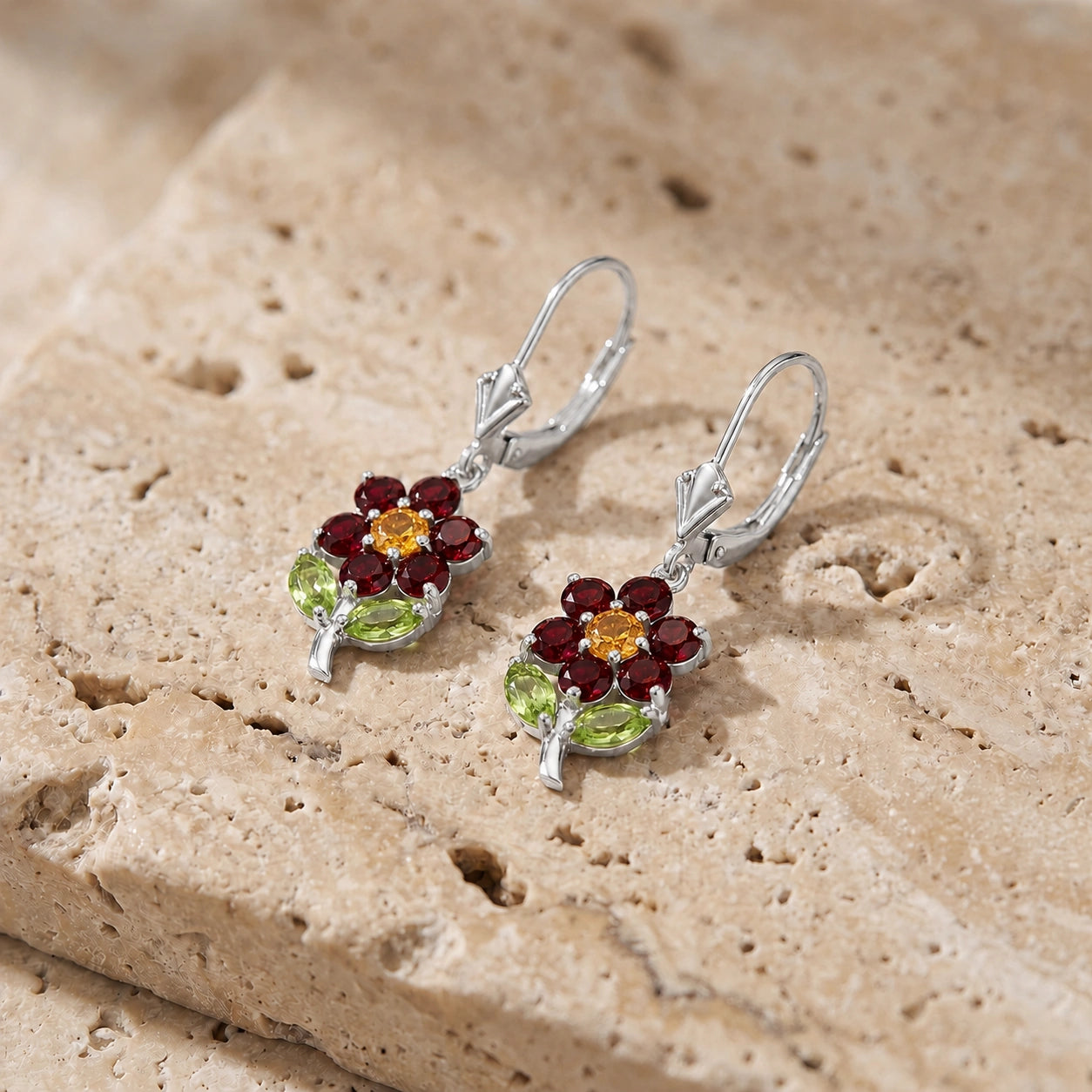 White Gold Peridot & Garnet & Citrine — Mariaantonietta