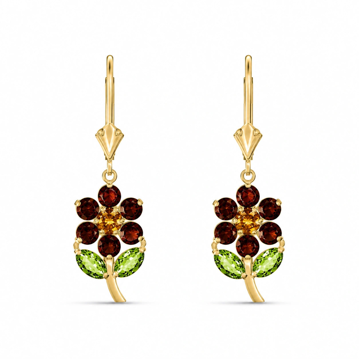 Yellow Gold Peridot & Garnet & Citrine — Mariaantonietta