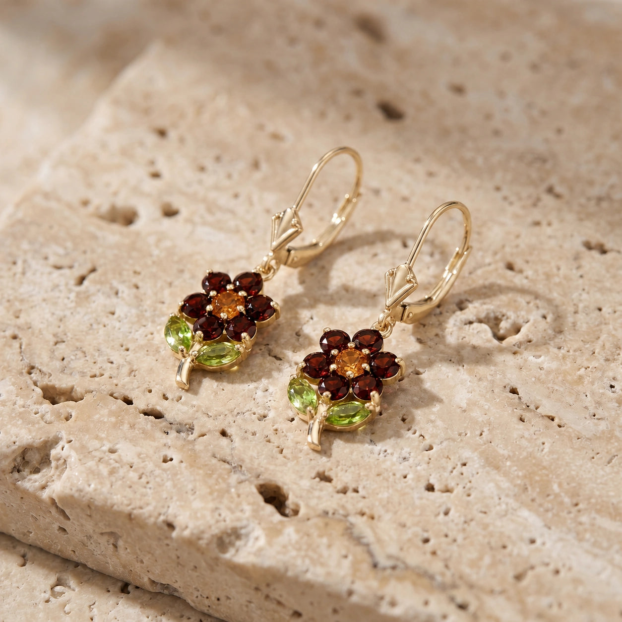 Yellow Gold Peridot & Garnet & Citrine — Mariaantonietta