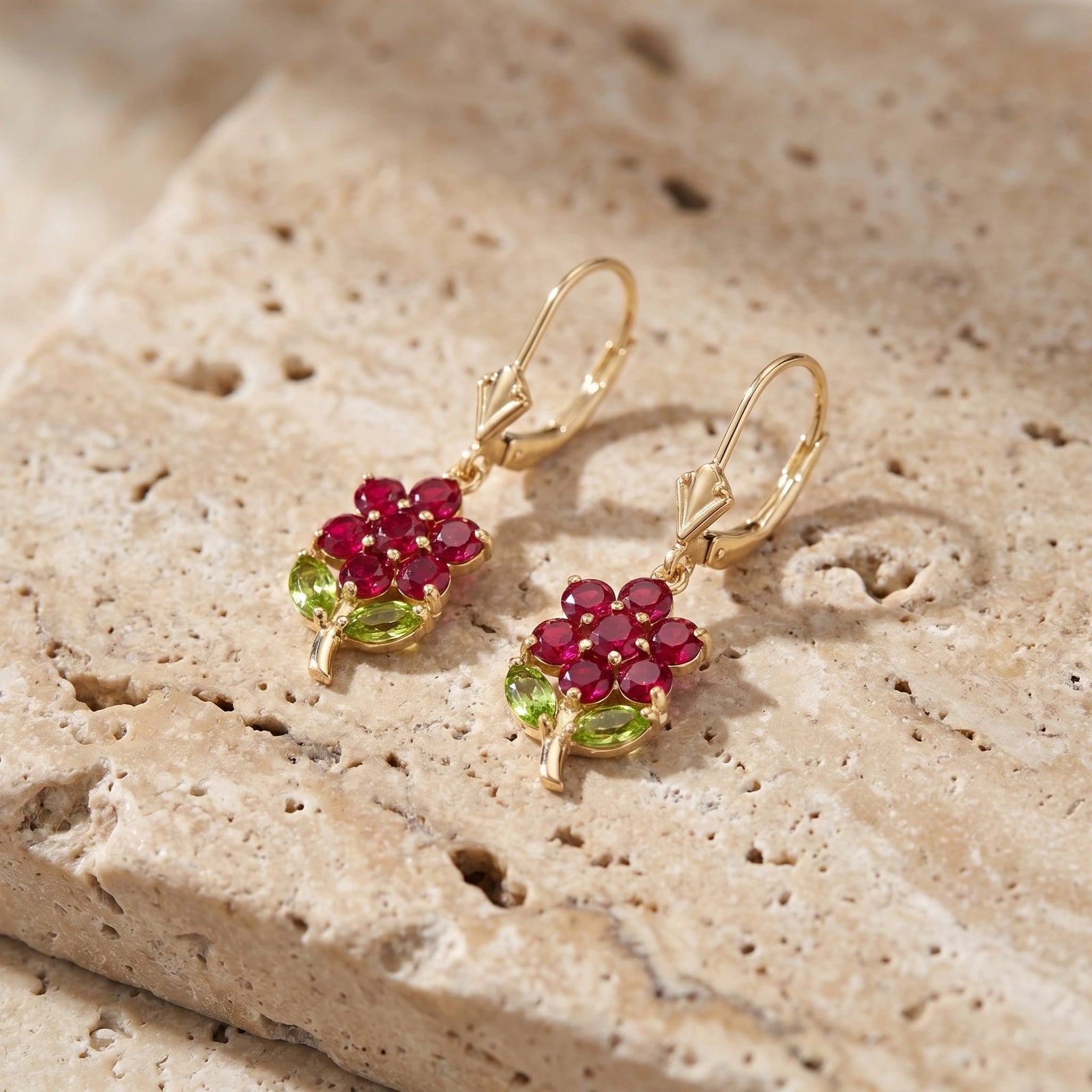 Yellow Gold Peridot & Ruby — Mariaantonietta