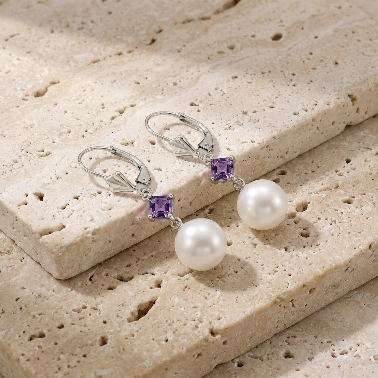 White Gold Pearl & Amethyst — Mariaapollonia