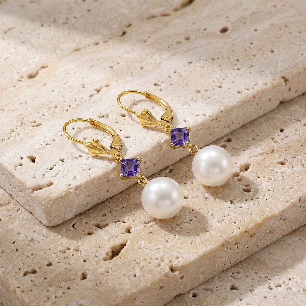Yellow Gold Pearl & Amethyst — Mariaapollonia