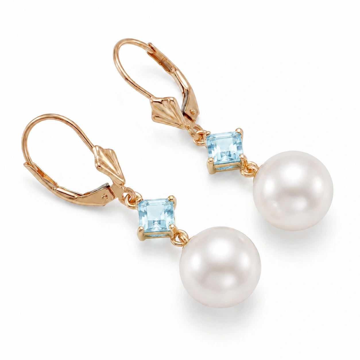 Yellow Gold Pearl & Aquamarine — Mariaapollonia