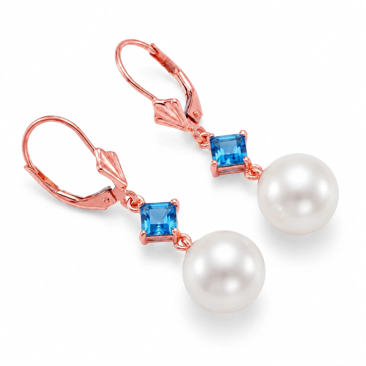 Rose Gold Pearl & Blue Topaz — Mariaapollonia