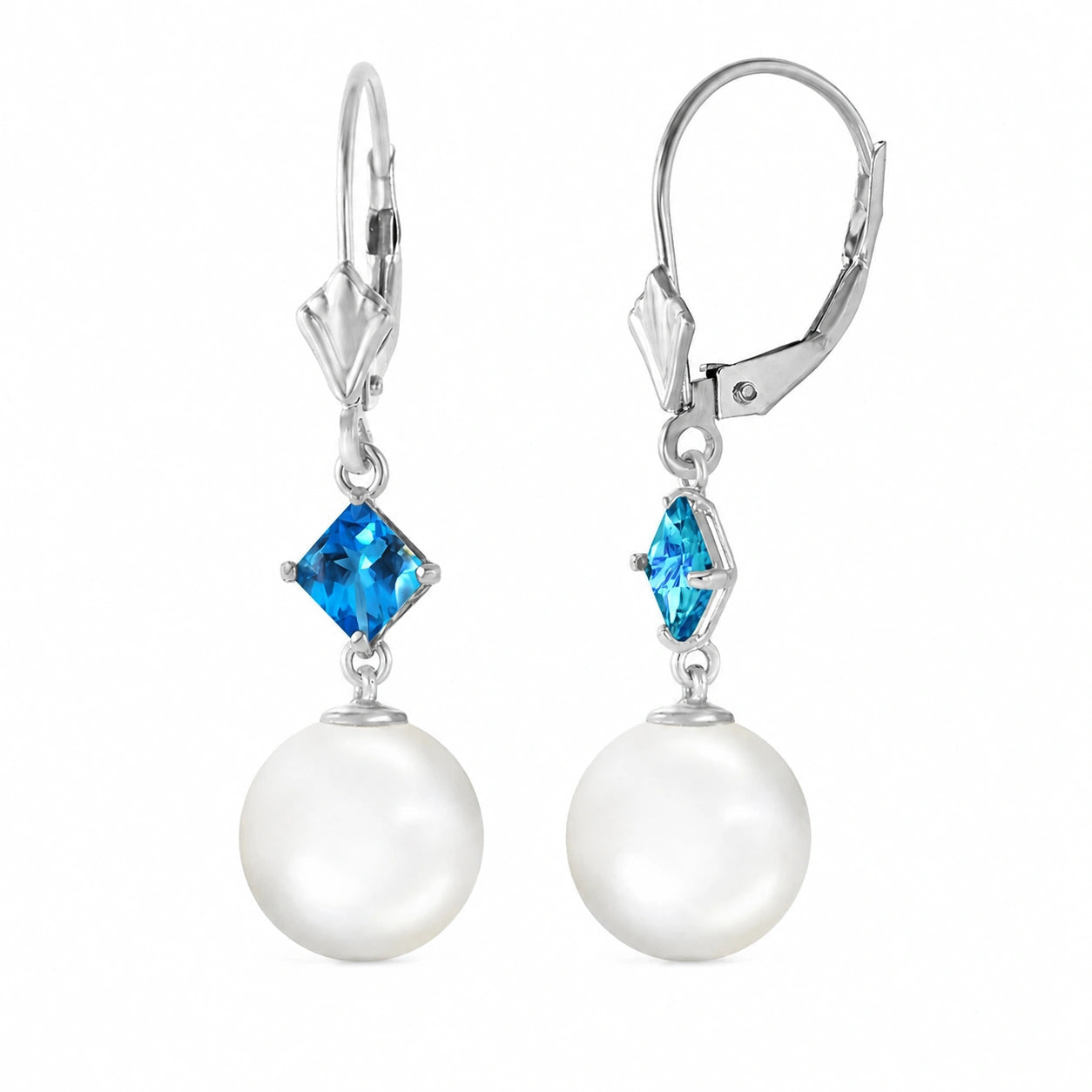 White Gold Pearl & Blue Topaz — Mariaapollonia