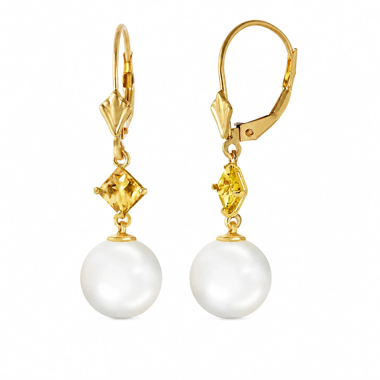 Yellow Gold Pearl & Blue Topaz — Mariaapollonia