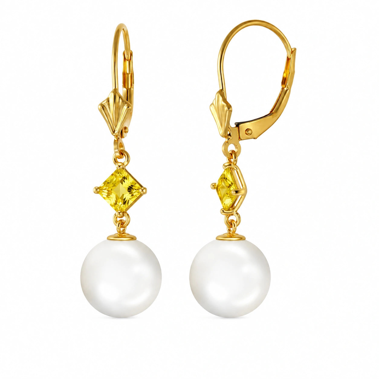 Yellow Gold Pearl & Blue Topaz — Mariaapollonia