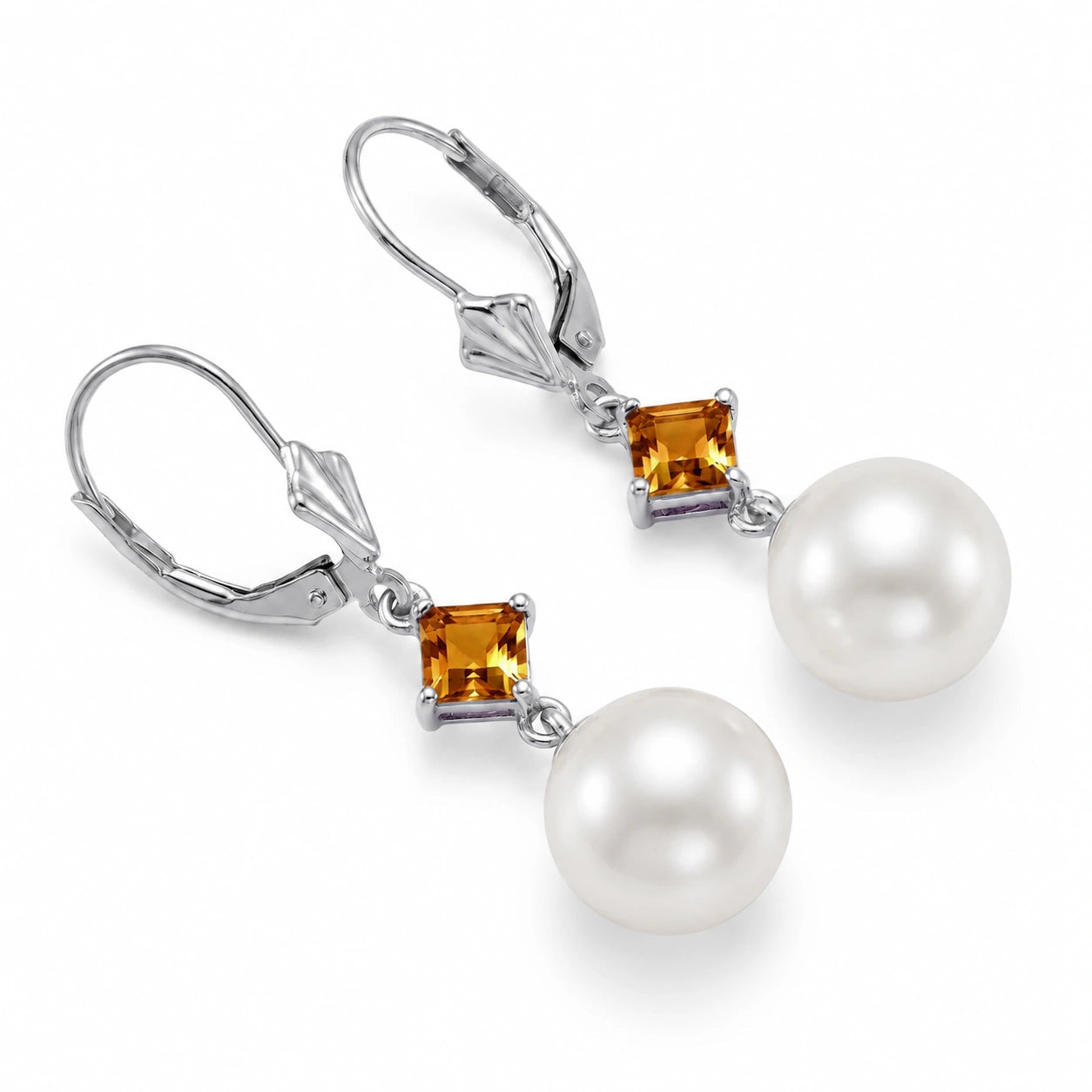 White Gold Pearl & Citrine — Mariaapollonia