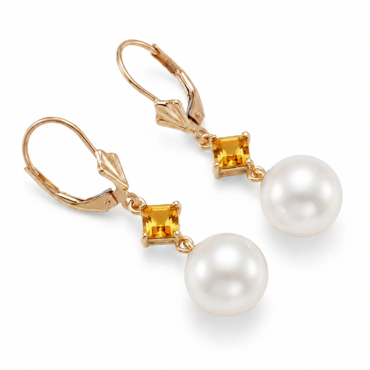 Yellow Gold Pearl & Citrine — Mariaapollonia