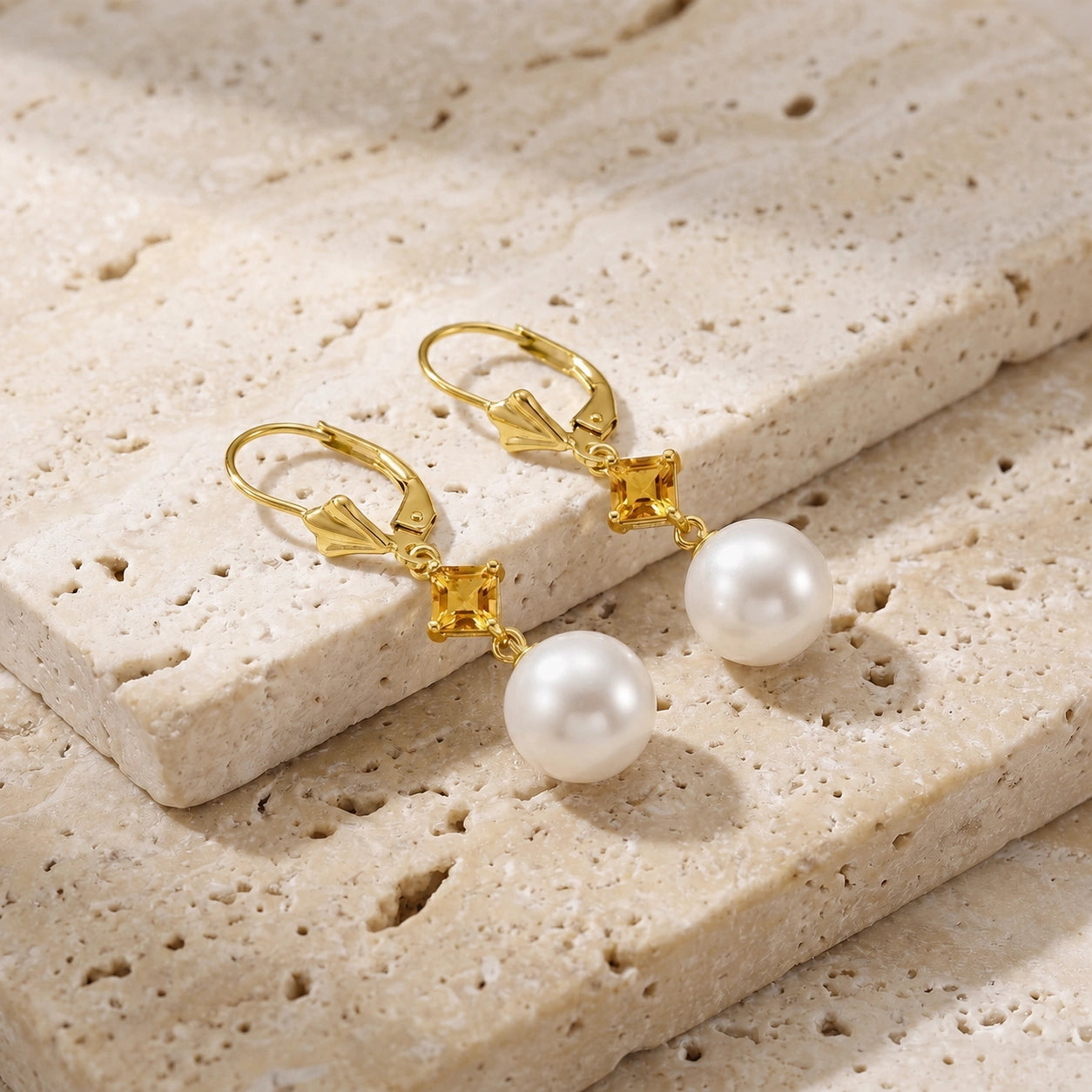 Yellow Gold Pearl & Citrine — Mariaapollonia
