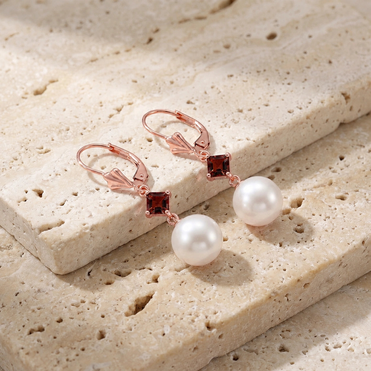 Rose Gold Pearl & Garnet — Mariaapollonia