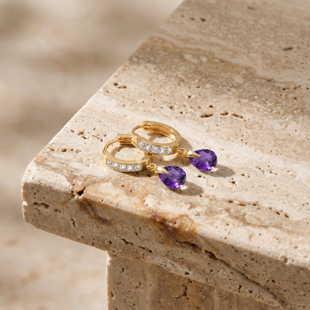 Yellow Gold Diamond & Amethyst — Mariaarabella