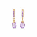 Yellow Gold Petal Drop Earrings Amethyst 10K — Pelagia