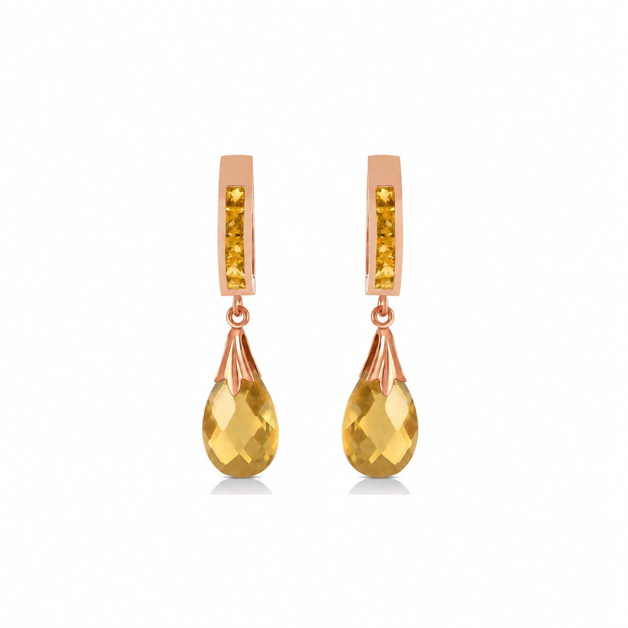 Rose Gold Petal Drop Earrings Citrine 10K — Pelagia