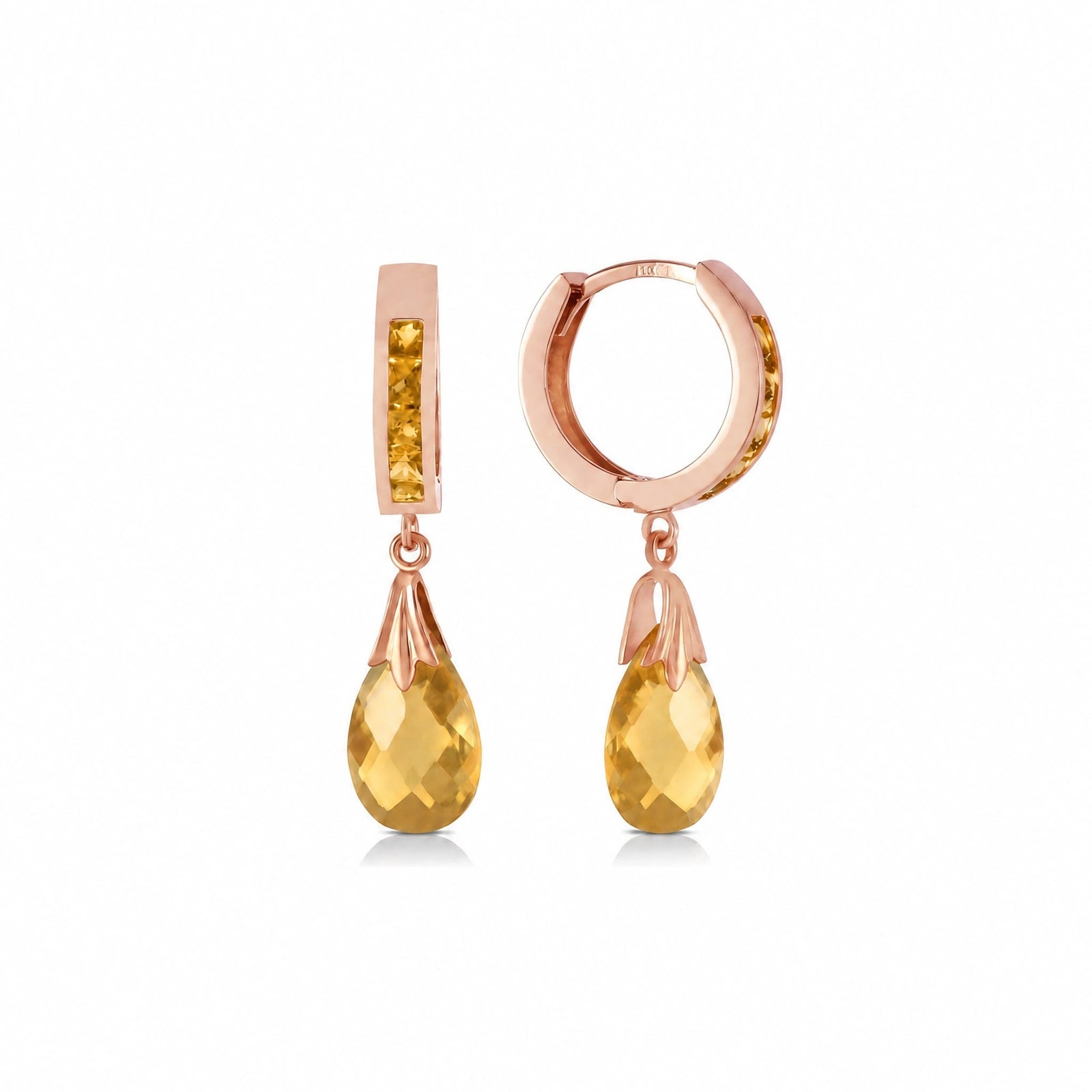 Rose Gold Petal Drop Earrings Citrine 10K — Pelagia