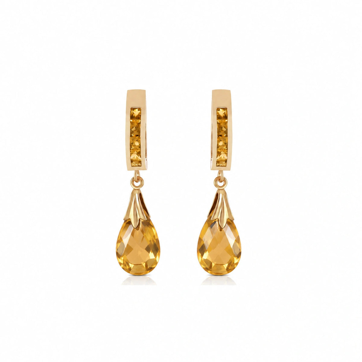 Yellow Gold Petal Drop Earrings Citrine 10K — Pelagia