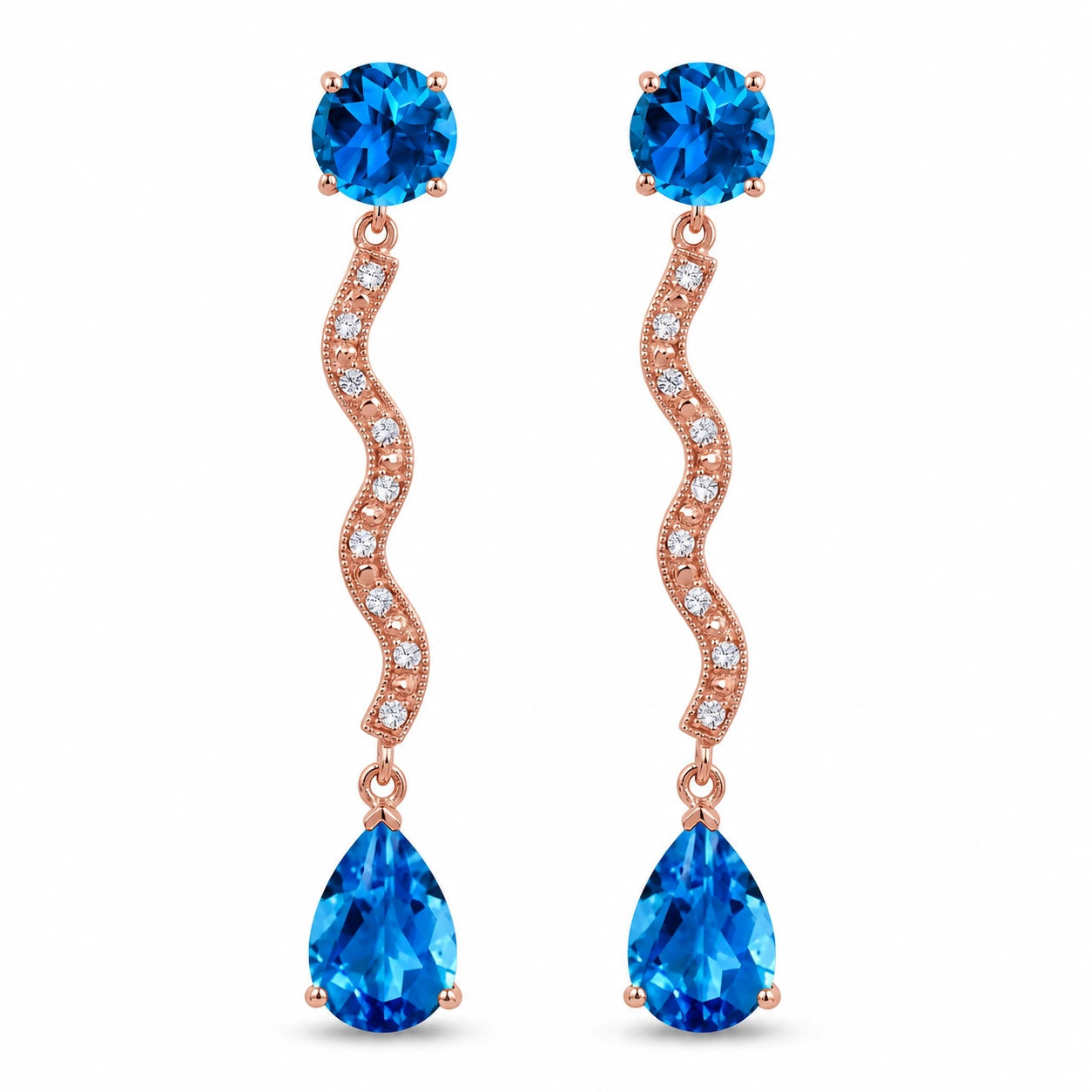 Rose Gold Blue Topaz & Diamond — Mariaarianna