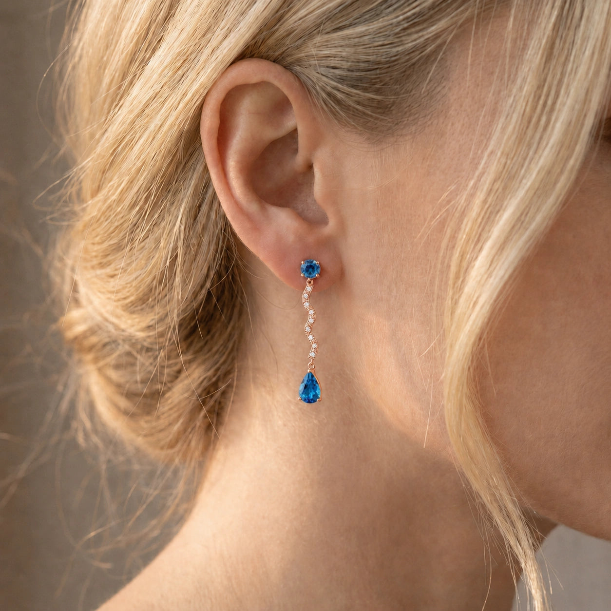 Rose Gold Blue Topaz & Diamond — Mariaarianna