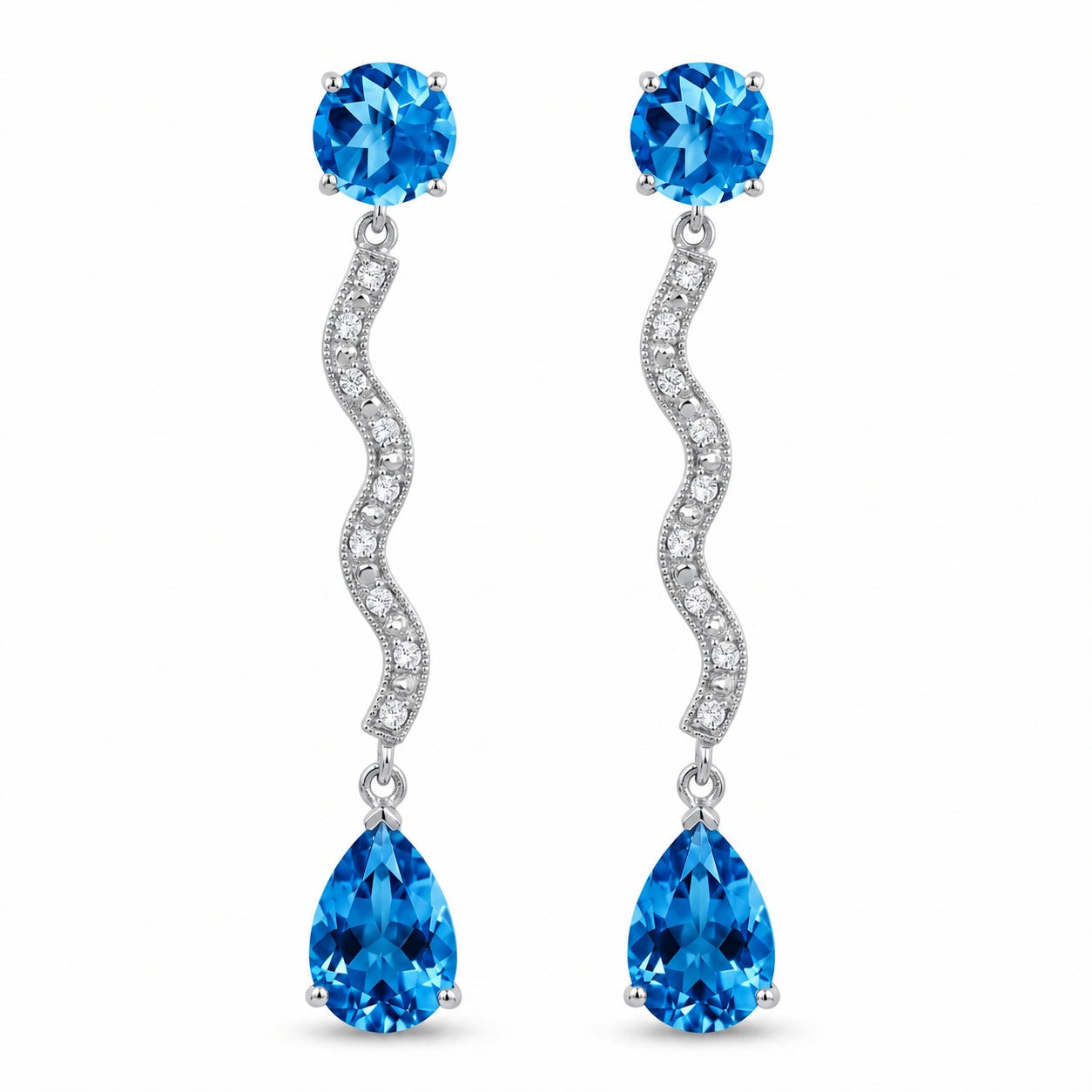 White Gold Blue Topaz & Diamond — Mariaarianna