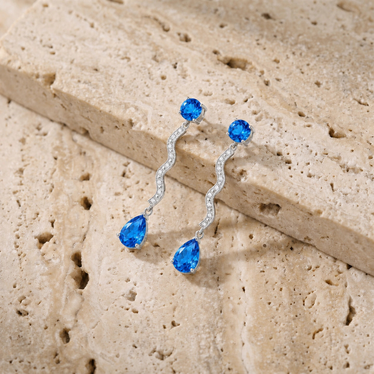 White Gold Blue Topaz & Diamond — Mariaarianna
