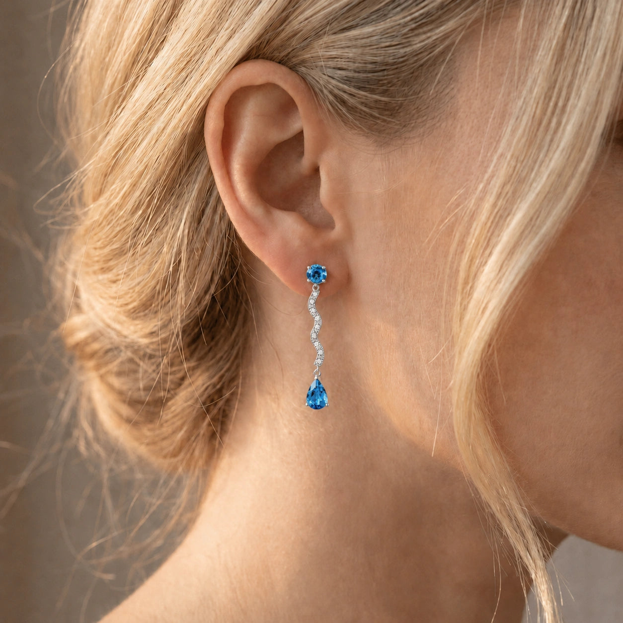 White Gold Blue Topaz & Diamond — Mariaarianna