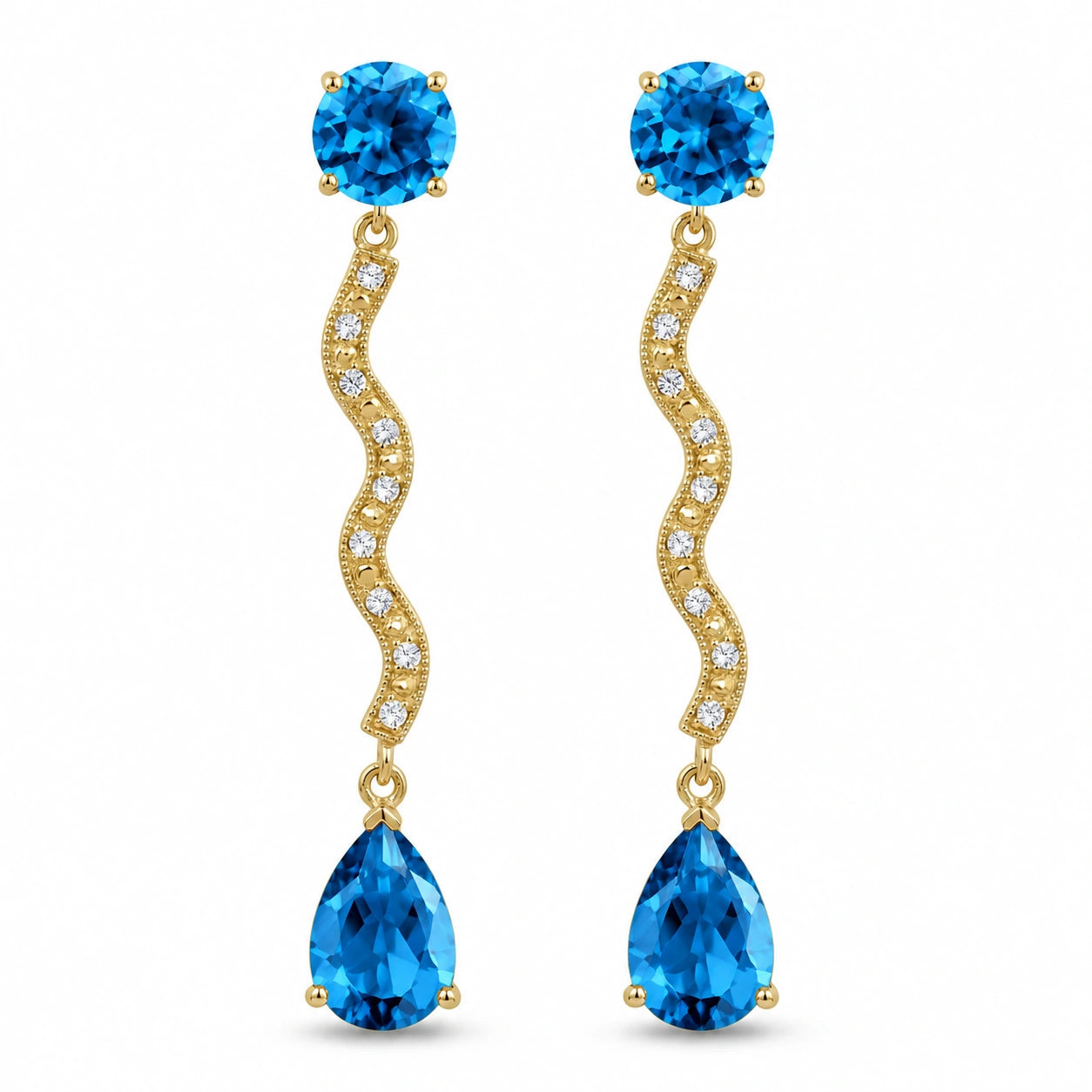 Yellow Gold Blue Topaz & Diamond — Mariaarianna
