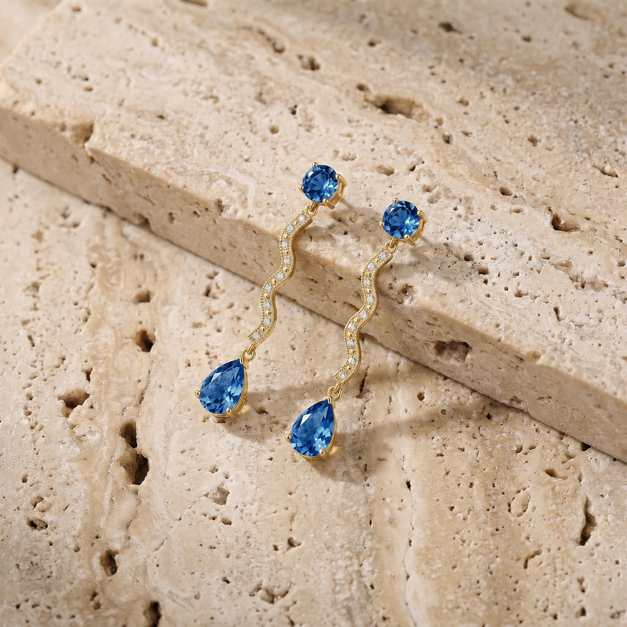 Yellow Gold Blue Topaz & Diamond — Mariaarianna